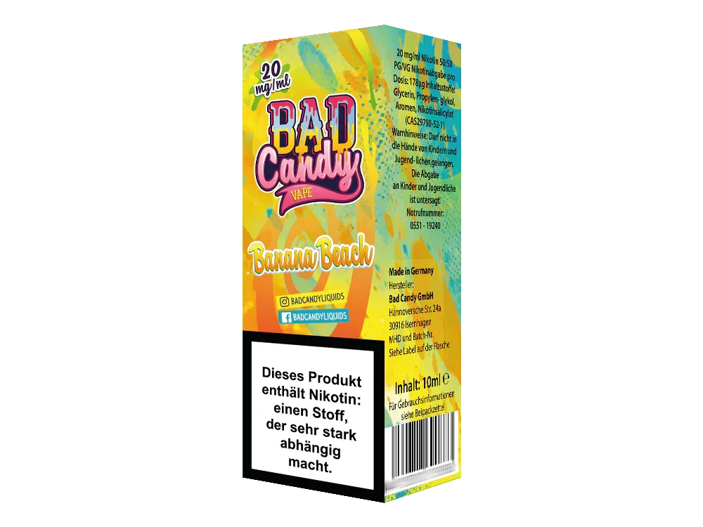 Bad Candy Liquids - Banana Beach - Nikotinsalz Liquid - time4smoke
