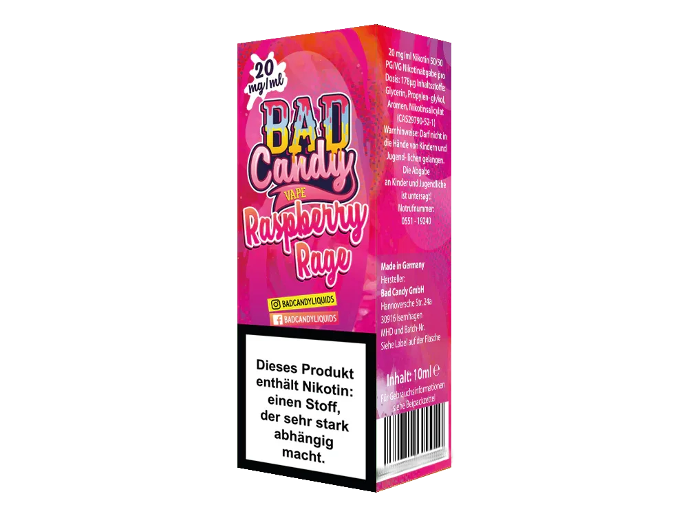 Bad Candy Liquids - Raspberry Rage - Nikotinsalz Liquid - 1er Packung / 10 mg/ml time4smoke.de