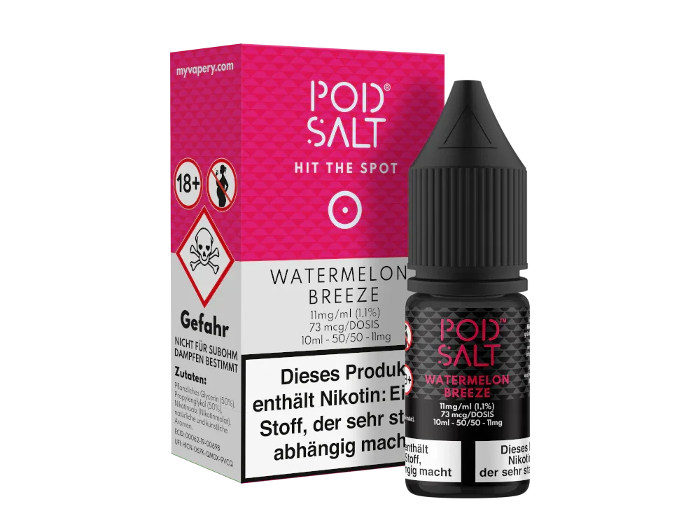Pod Salt - Watermelon Breeze - Nikotinsalz Liquid - 1er Packung / 11 mg/ml time4smoke.de