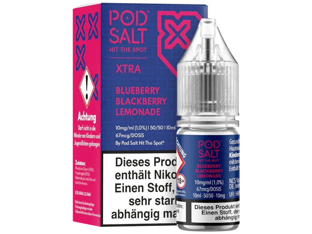 Pod Salt - XTRA - Blueberry Blackberry Lemonade - Nikotinsalz Liquid - Blueberry Blackberry Lemonade / 1er Packung / 10 mg/ml time4smoke.de