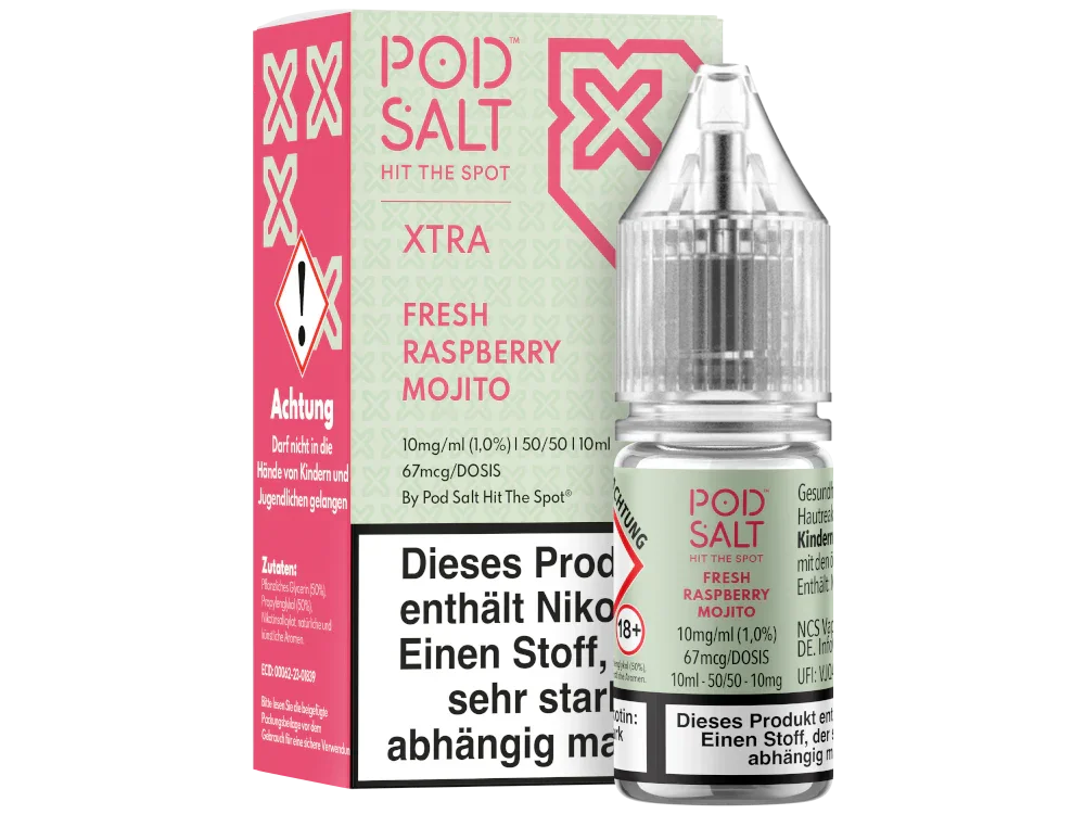 Pod Salt - XTRA - Fresh Raspberry Mojito - Nikotinsalz Liquid - Fresh Raspberry Mojito / 1er Packung / 10 mg/ml time4smoke.de