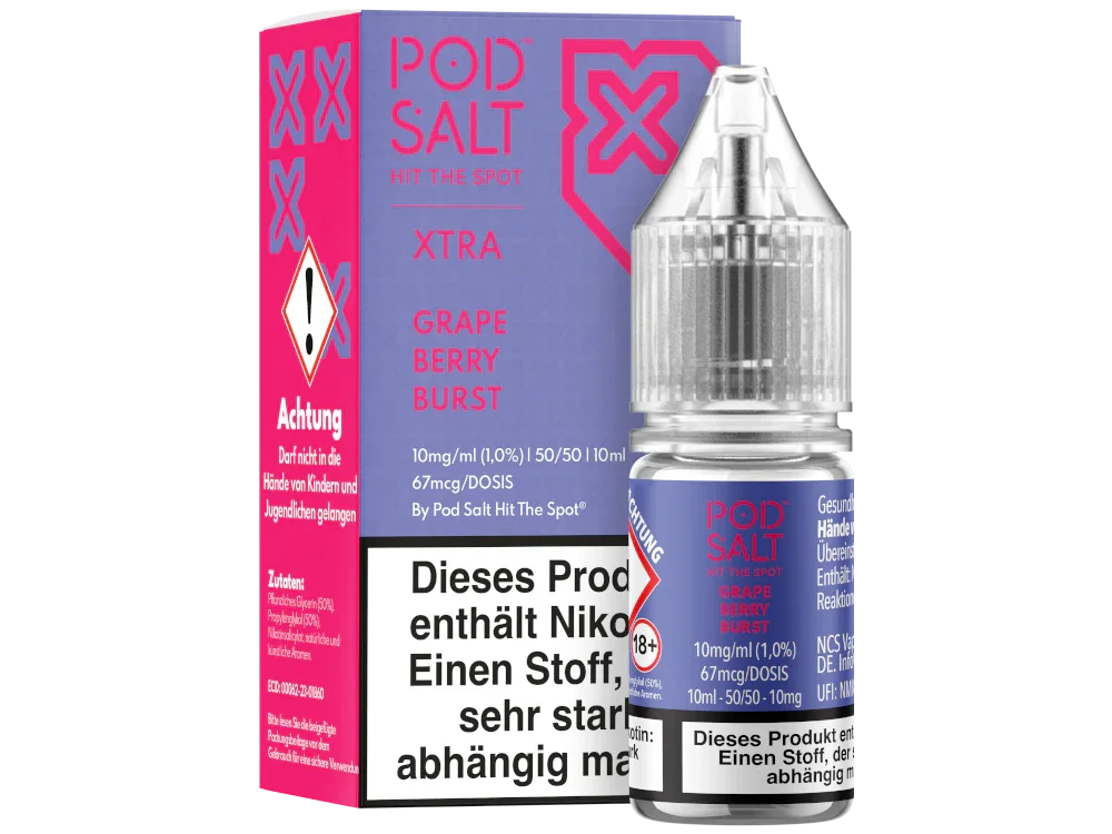 Pod Salt - XTRA - Grape Berry Burst - Nikotinsalz Liquid - Grape Berry Burst / 1er Packung / 10 mg/ml time4smoke.de