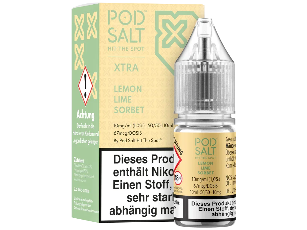 Pod Salt - XTRA - Lemon Lime Sorbet - Nikotinsalz Liquid - Lemon Lime Sorbet / 1er Packung / 10 mg/ml time4smoke.de