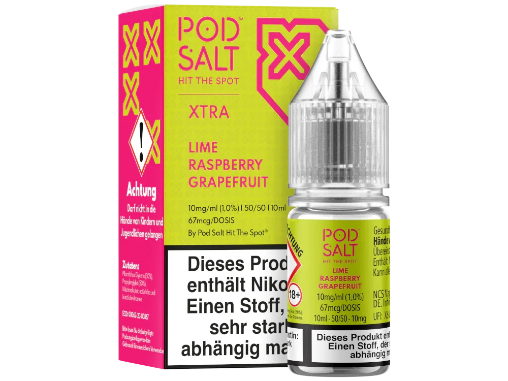 Pod Salt - XTRA - Lime Raspberry Grapefruit - Nikotinsalz Liquid - Lime Raspberry Grapefruit / 1er Packung / 10 mg/ml time4smoke.de
