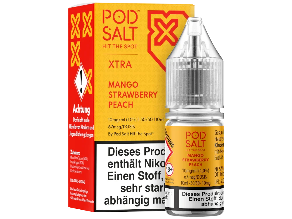 Pod Salt - XTRA - Mango Strawberry Peach - Nikotinsalz Liquid - Mango Strawberry Peach / 1er Packung / 10 mg/ml time4smoke.de