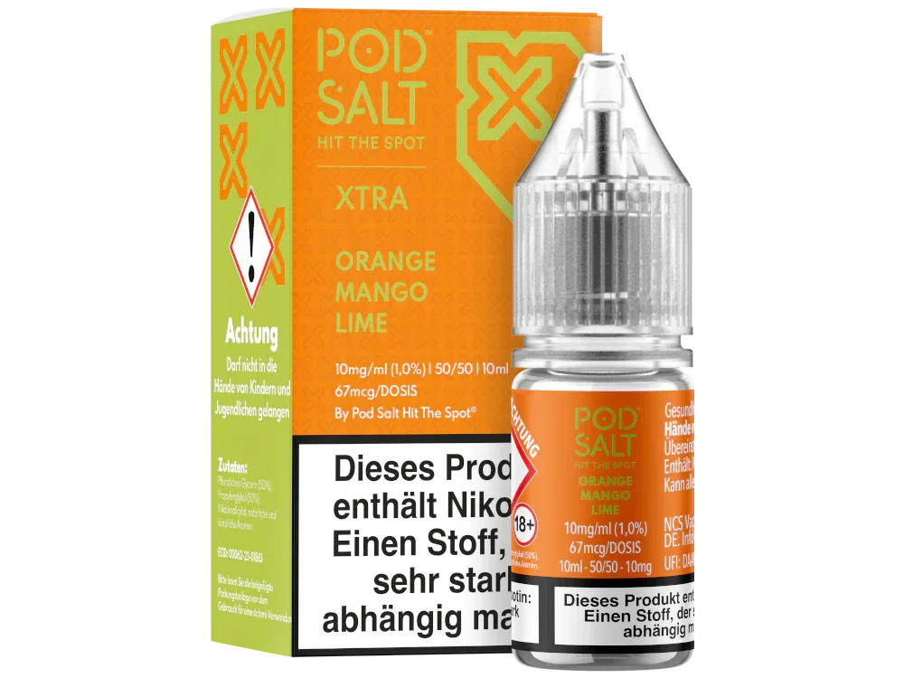 Pod Salt - XTRA - Orange Mango Lime - Nikotinsalz Liquid - Orange Mango Lime / 1er Packung / 10 mg/ml time4smoke.de