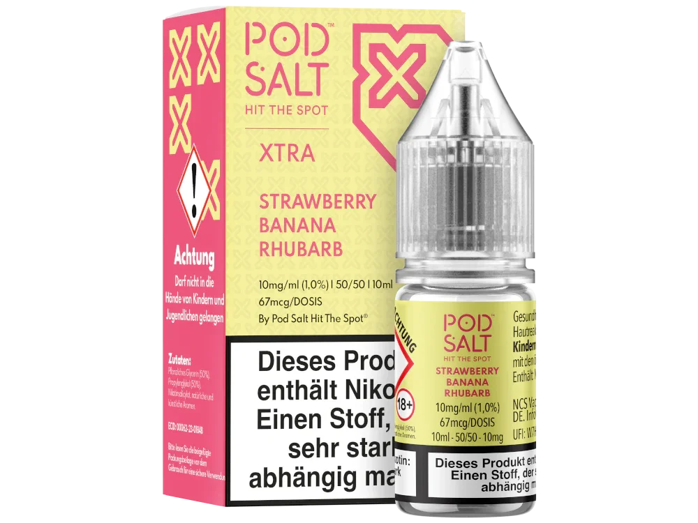 Pod Salt - XTRA - Strawberry Banana Rhubarb - Nikotinsalz Liquid - Strawberry Banana Rhubarb / 1er Packung / 10 mg/ml time4smoke.de