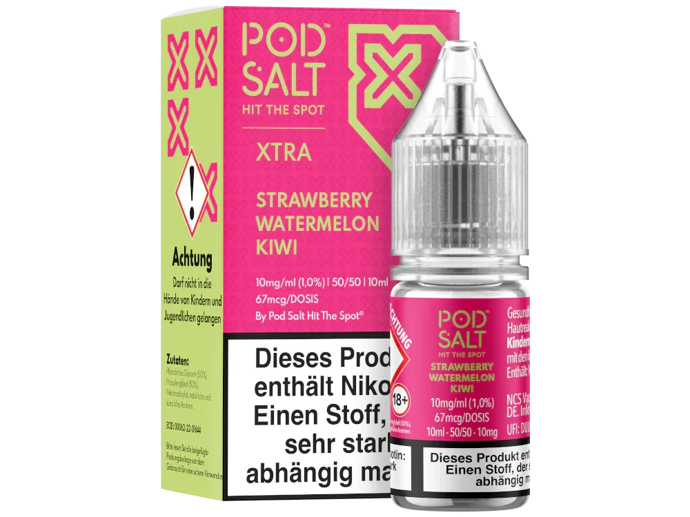 Pod Salt - XTRA - Strawberry Watermelon Kiwi - Nikotinsalz Liquid - Strawberry Watermelon Kiwi / 1er Packung / 10 mg/ml time4smoke.de