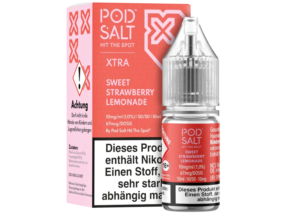 Pod Salt - XTRA - Sweet Strawberry Lemonade - Nikotinsalz Liquid - Sweet Strawberry Lemonade / 1er Packung / 10 mg/ml time4smoke.de