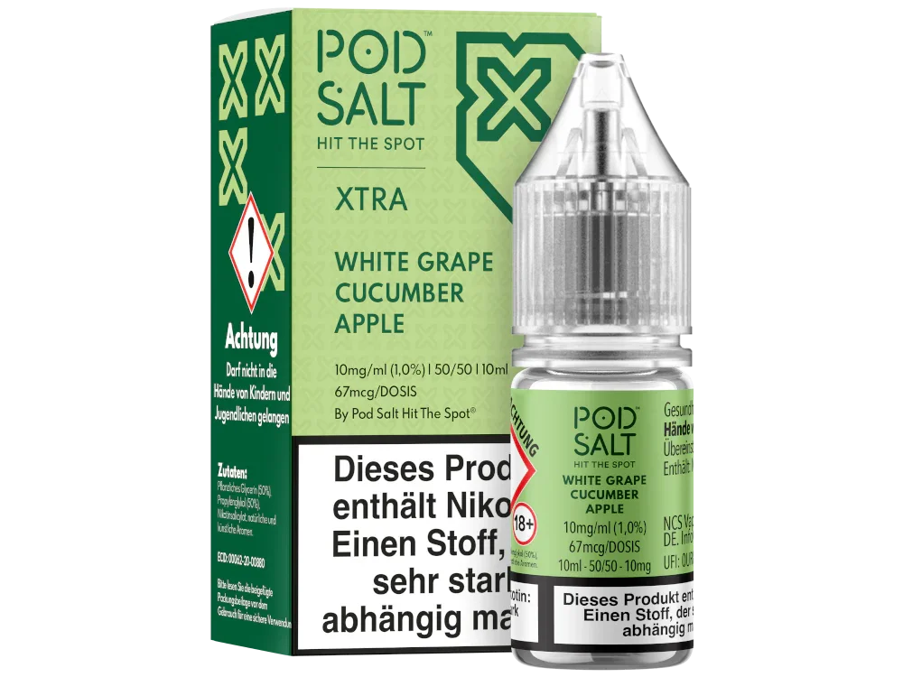 Pod Salt - XTRA - White Grape Cucumber Apple - Nikotinsalz Liquid - White Grape Cucumber Apple / 1er Packung / 10 mg/ml time4smoke.de