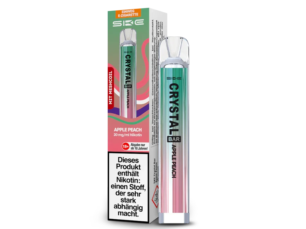 SKE - Crystal Bar (2 ml) 20 mg/ml - Einweg E-Zigarette - Apple Peach / 1er Packung / 20 mg/ml time4smoke.de