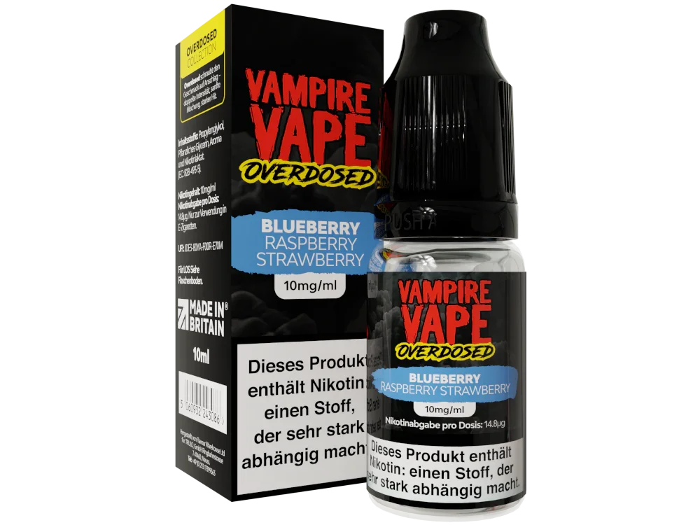 Vampire Vape - Overdosed - Blueberry Raspberry Strawberry - Nikotinsalz Liquid - Blueberry Raspberry Strawberry / 1er Packung / 10 mg/ml time4smoke.de