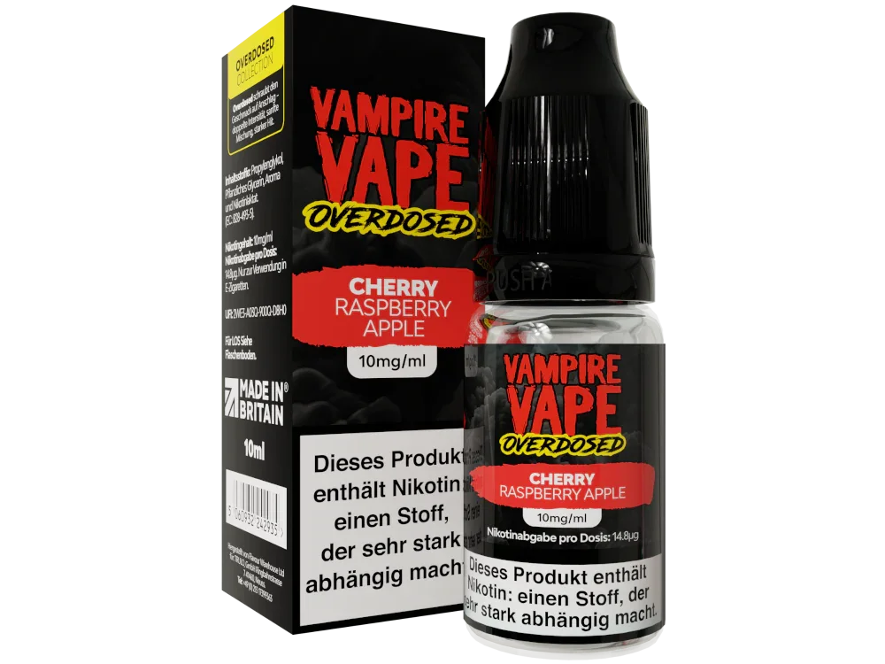 Vampire Vape - Overdosed - Cherry Raspberry Apple - Nikotinsalz Liquid - Cherry Raspberry Apple / 1er Packung / 10 mg/ml time4smoke.de