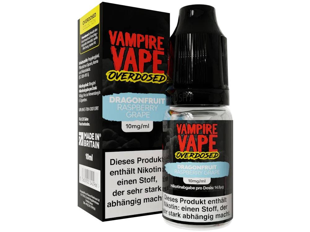 Vampire Vape - Overdosed - Dragonfruit Raspberry Grape - Nikotinsalz Liquid - Dragonfruit Raspberry Grape / 1er Packung / 10 mg/ml time4smoke.de