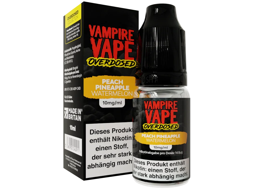 Vampire Vape - Overdosed - Peach Pineapple Watermelon - Nikotinsalz Liquid - Peach Pineapple Watermelon / 1er Packung / 10 mg/ml time4smoke.de