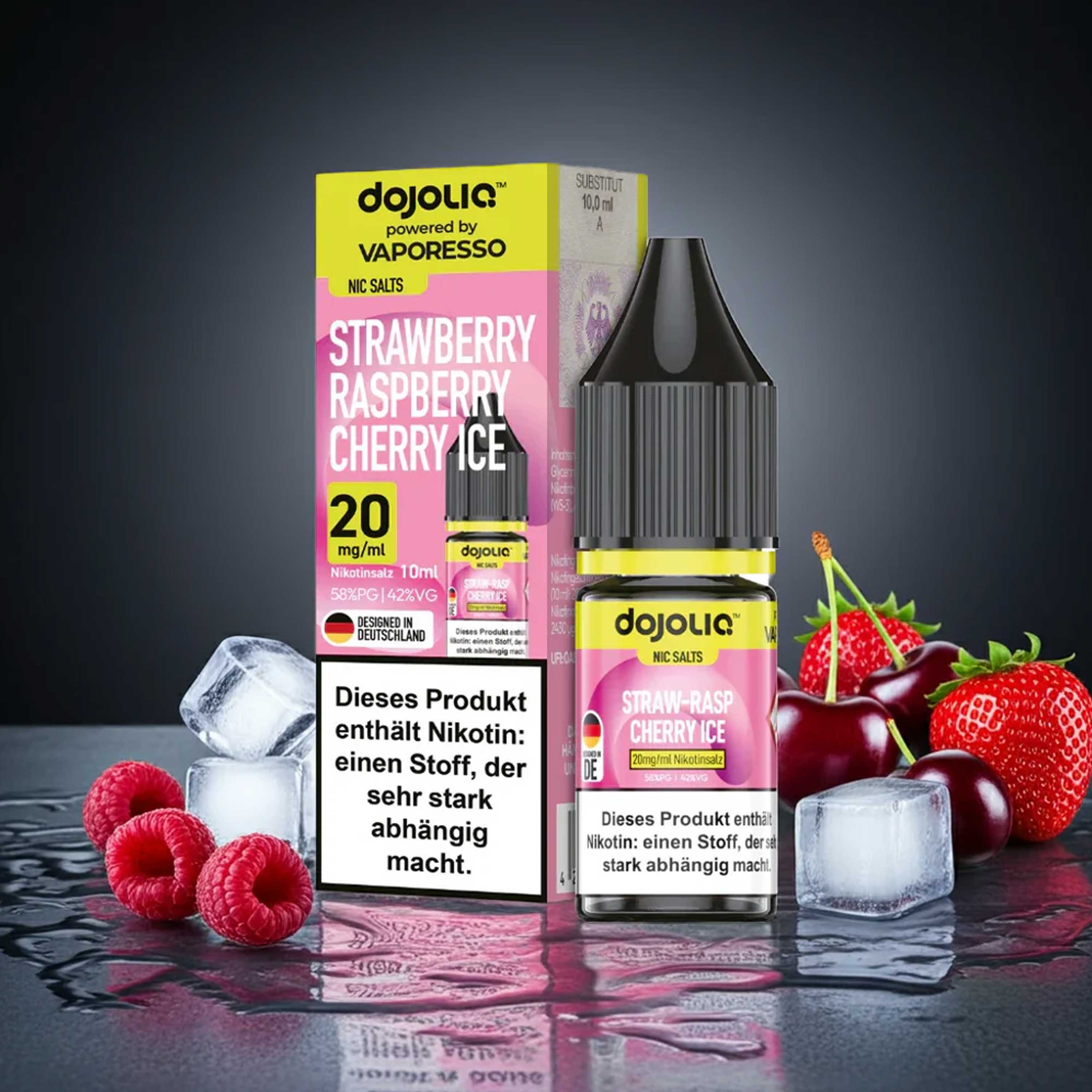 Dojoliq - Strawberry Raspberry Cherry Ice - Nikotinsalz Liquid: Ein fruchtig-erfrischender Genuss