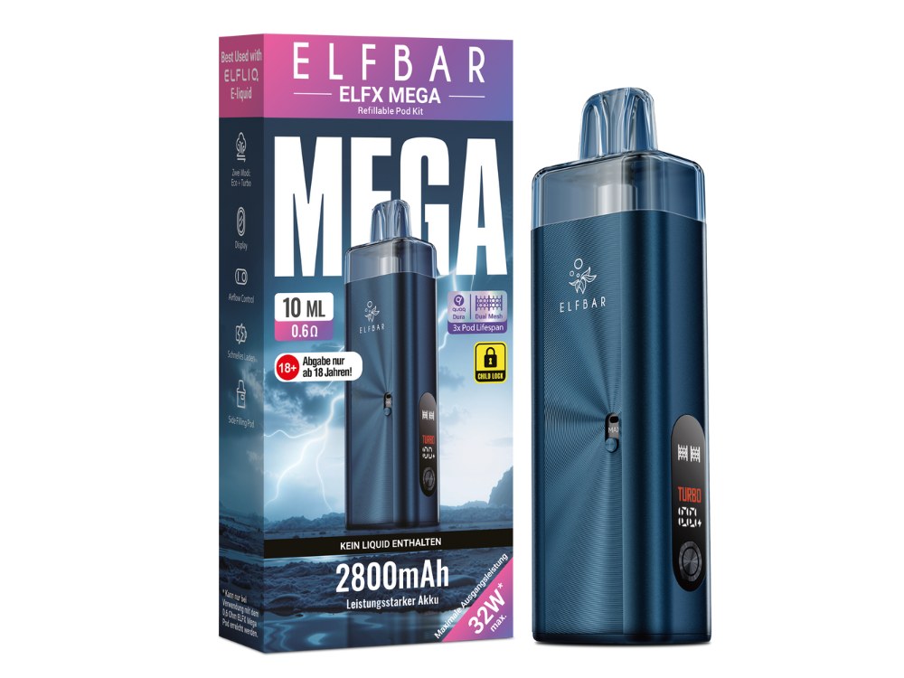 Elfbar - Elfx Mega Pod Kit | 2800 mAh | 32 W | 10 ml | MTL & RDL E-Zigarette