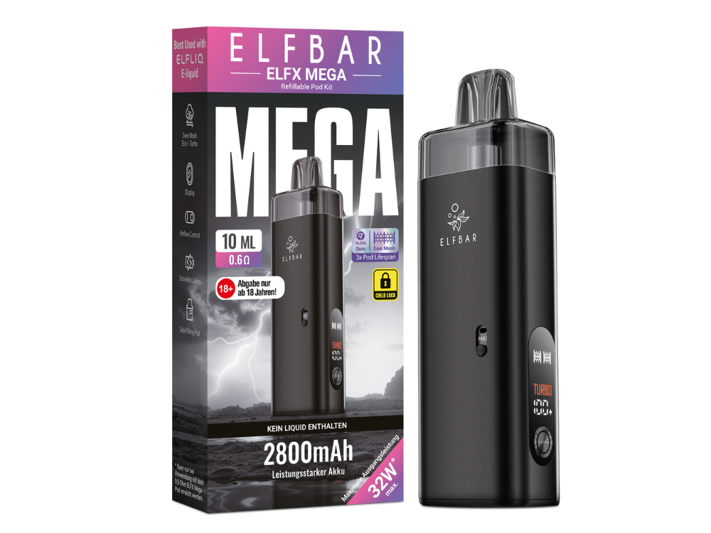 Elfbar - Elfx Mega Pod Kit | 2800 mAh | 32 W | 10 ml | MTL & RDL E-Zigarette