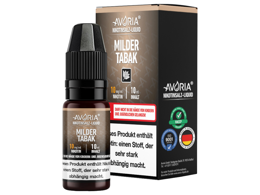 Avoria - Milder Tabak - Nikotinsalz Liquid