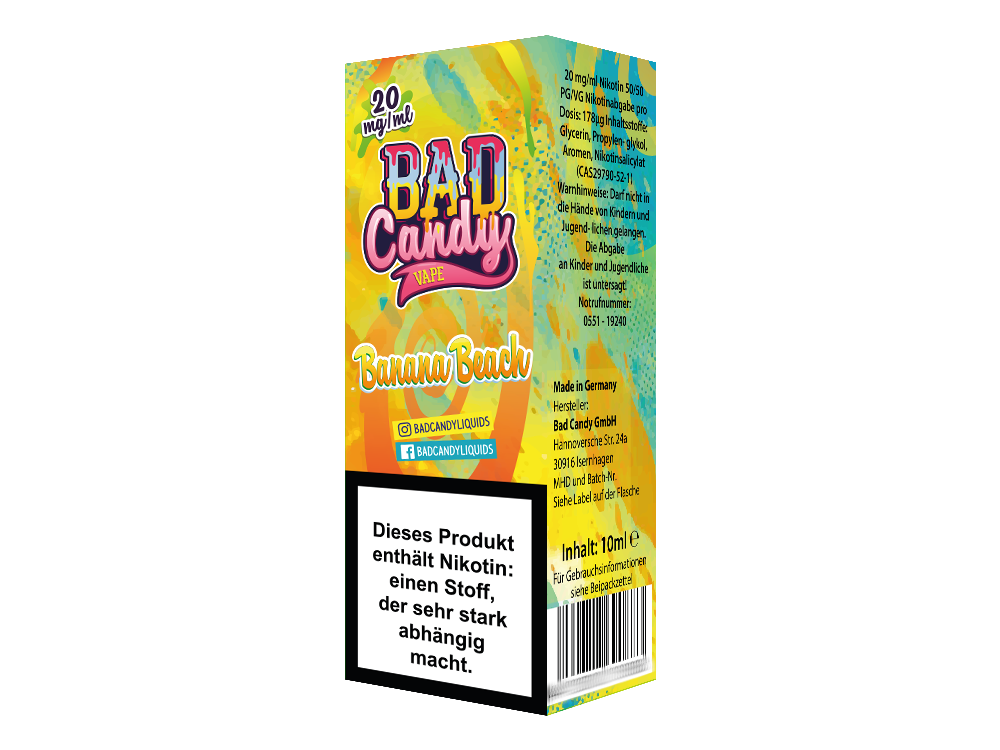 Bad Candy Liquids - Banana Beach - Nikotinsalz Liquid - time4smoke