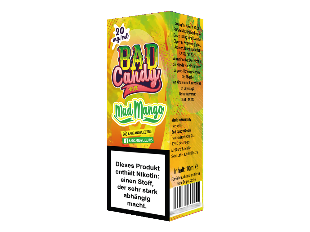 Bad Candy Liquids - Mad Mango - Nikotinsalz Liquid - time4smoke