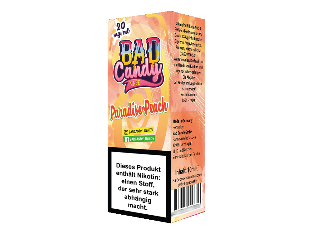 Bad Candy Liquids - Paradise Peach - Nikotinsalz Liquid - time4smoke
