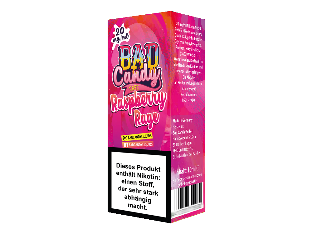 Bad Candy Liquids - Raspberry Rage - Nikotinsalz Liquid - time4smoke