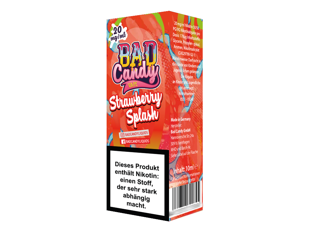 Bad Candy Liquids - Strawberry Splash - Nikotinsalz Liquid - time4smoke
