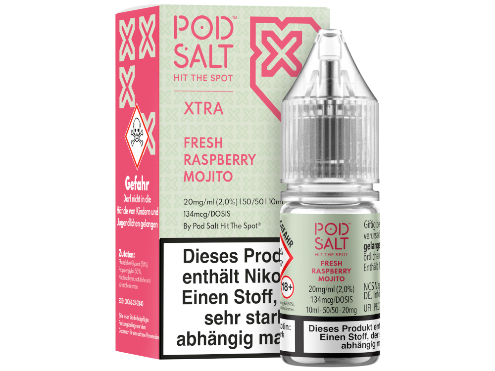 Pod Salt - XTRA - Fresh Raspberry Mojito - Nikotinsalz Liquid