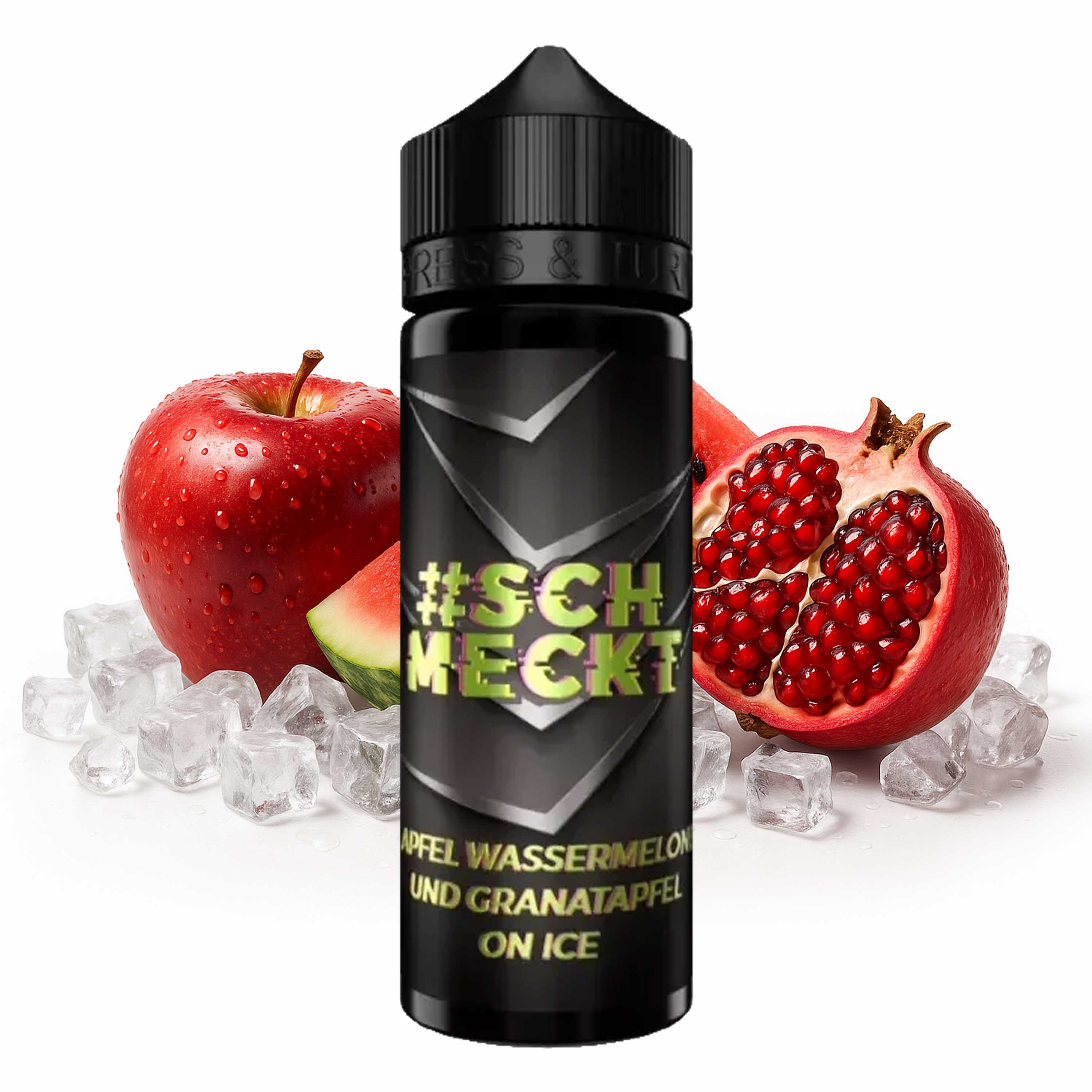 Fruchtig-frisch: #Schmeckt Apfel, Wassermelone & Granatapfel on Ice im 10 ml Longfill Aroma