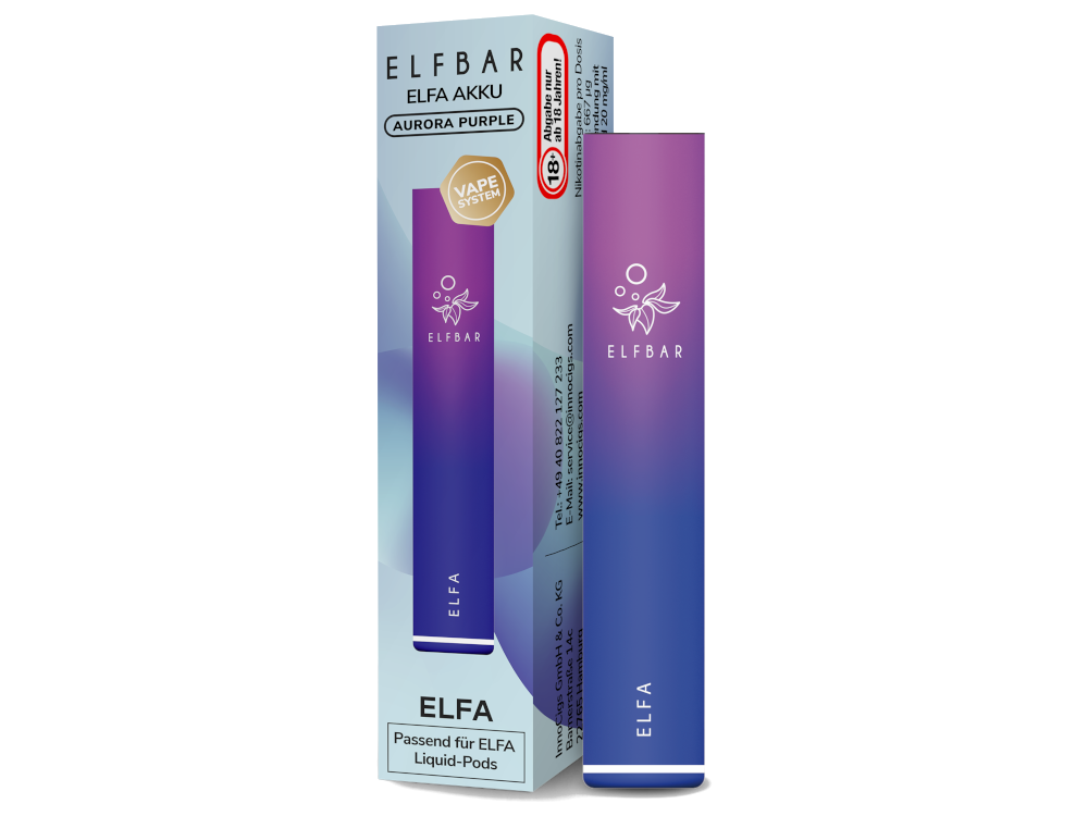 ELFBAR Elfa Akku 500 mAh, USB-C, 600 Zge, MTL ELFBAR Elfa Akku 500 mAh, USB-C, 600 Zge, MTL