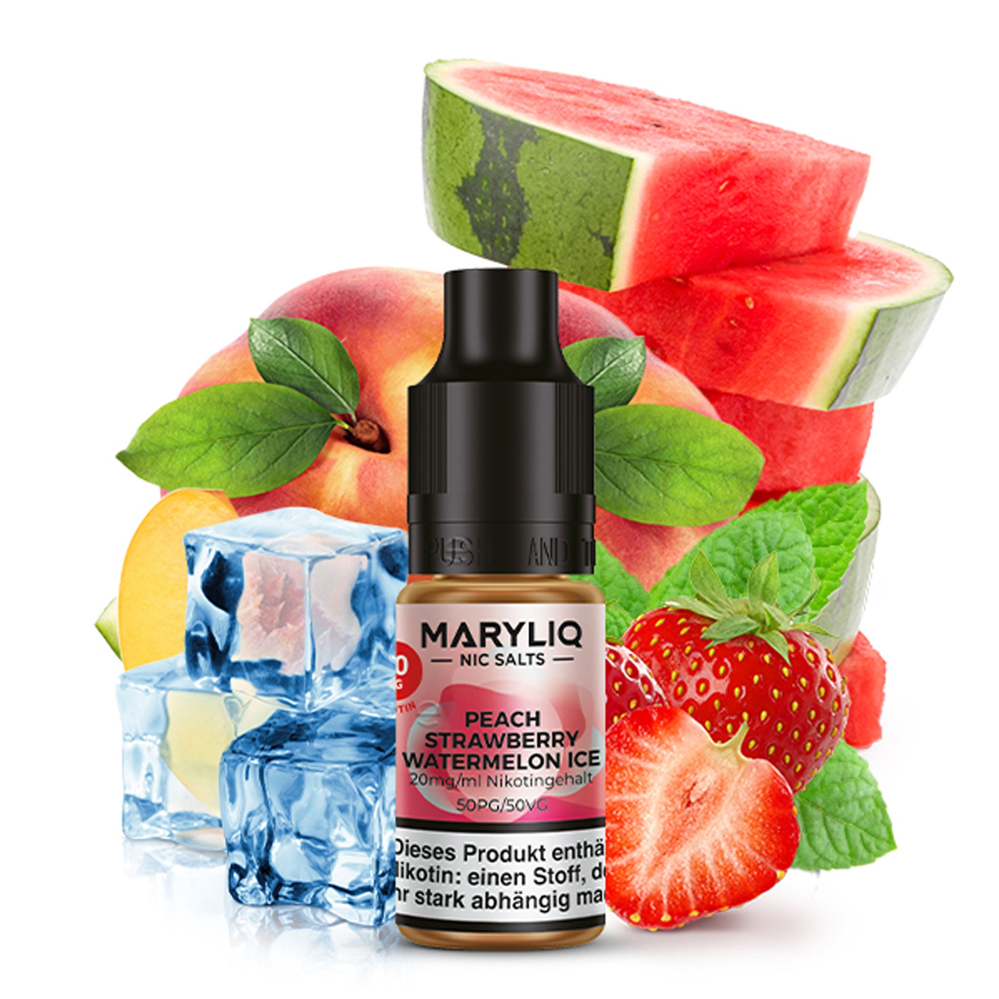 MARYLIQ - Peach Strawberry Watermelon Ice - Nikotinsalz Liquid