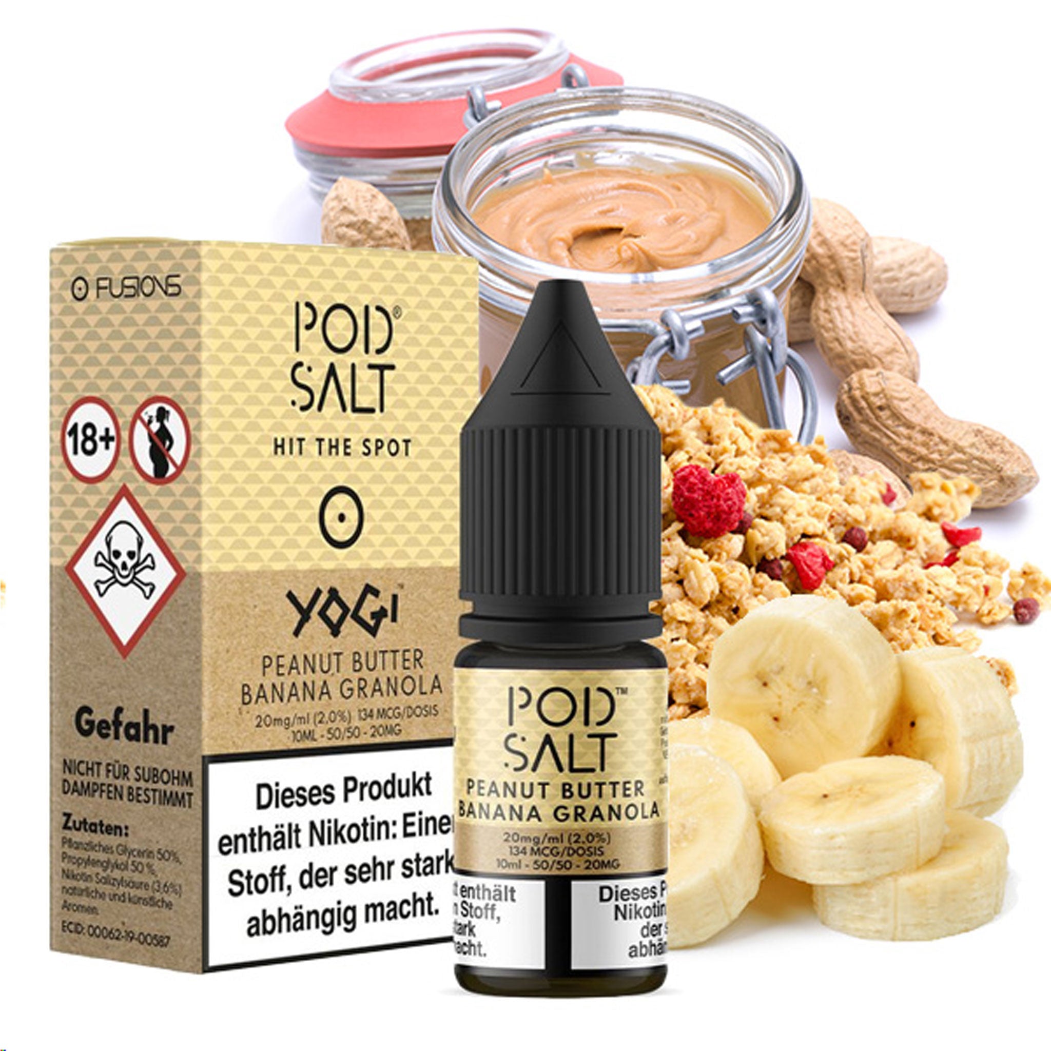 Pod Salt - Fusion - Peanut Butter Banana Granola - Nikotinsalz Liquid