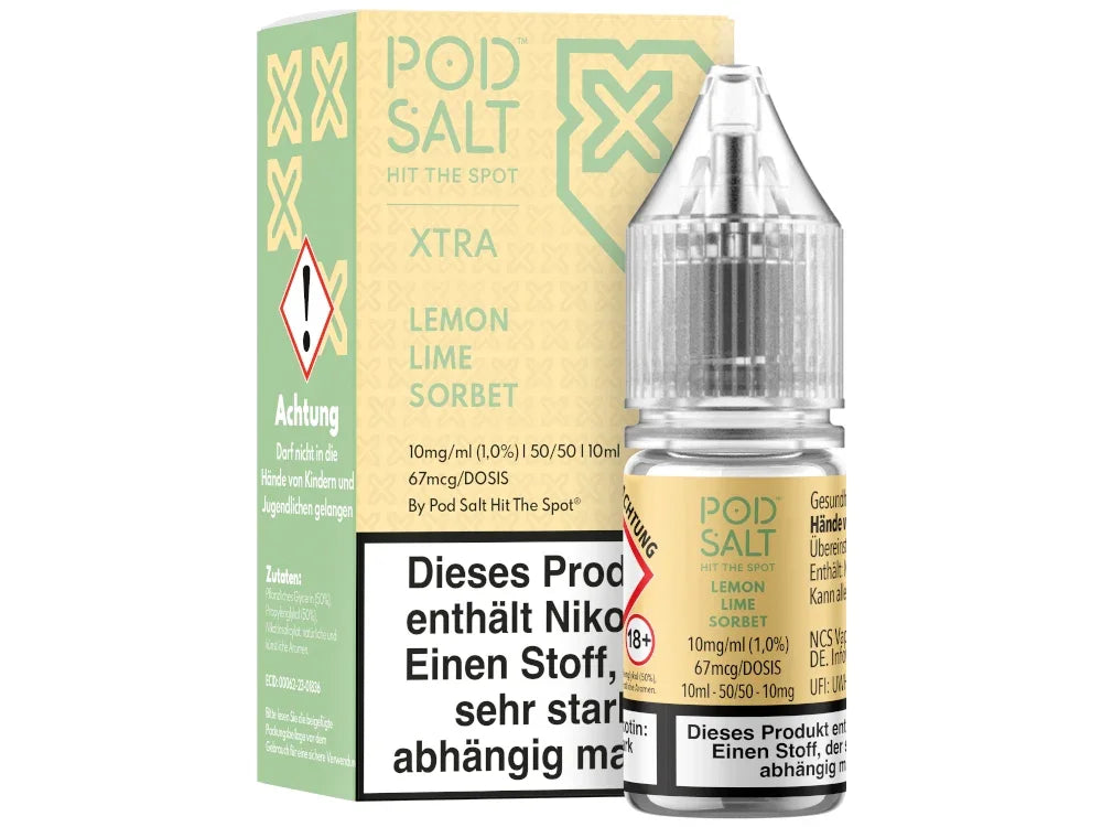 Pod Salt - XTRA - Lemon Lime Sorbet - Nikotinsalz Liquid - Lemon Lime Sorbet / 1er Packung / 10 mg/ml time4smoke.de