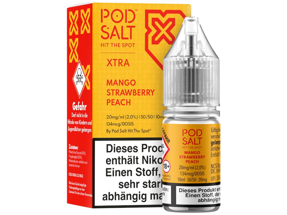 Pod Salt - XTRA - Mango Strawberry Peach - Nikotinsalz Liquid