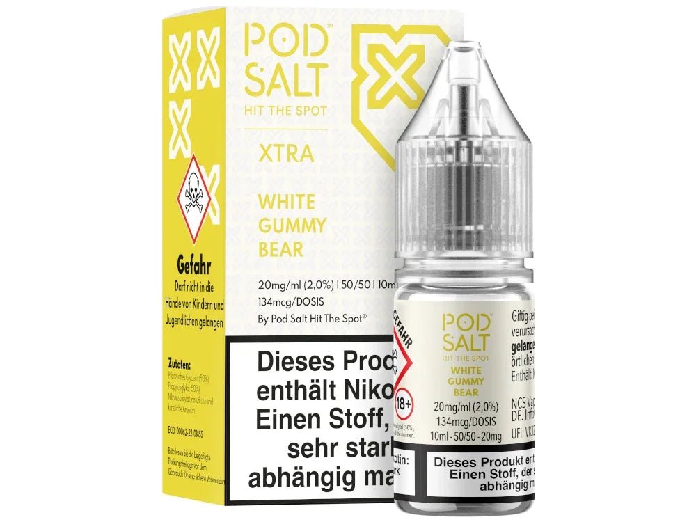 Pod Salt - XTRA - White Gummy Bear - Nikotinsalz Liquid - White Gummy Bear / 1er Packung / 20 mg/ml time4smoke.de