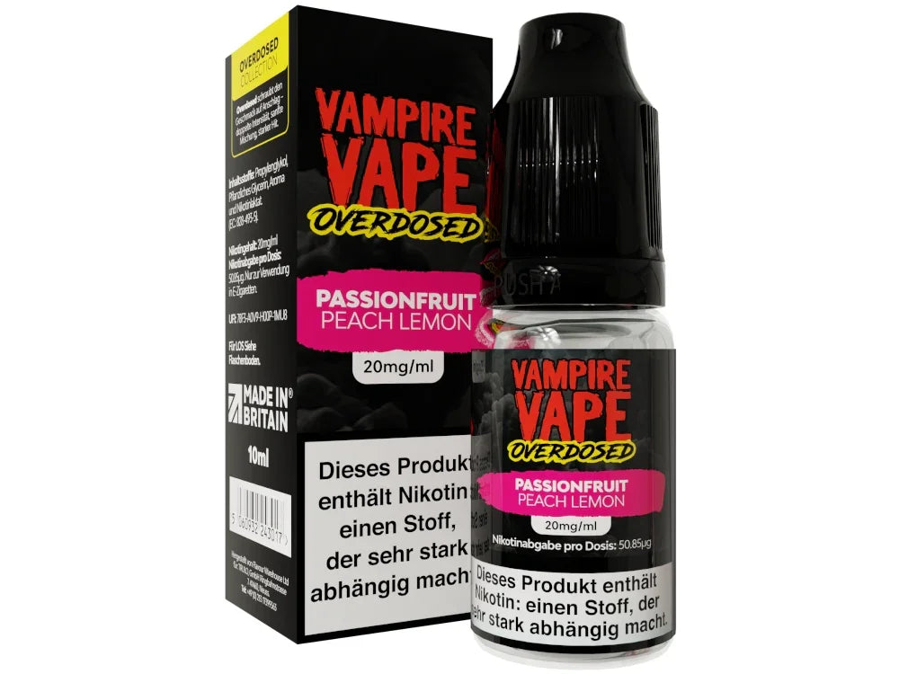 Vampire Vape - Overdosed - Passionfruit Peach Lemon - Nikotinsalz Liquid - Passionfruit Peach Lemon / 1er Packung / 20 mg/ml time4smoke.de