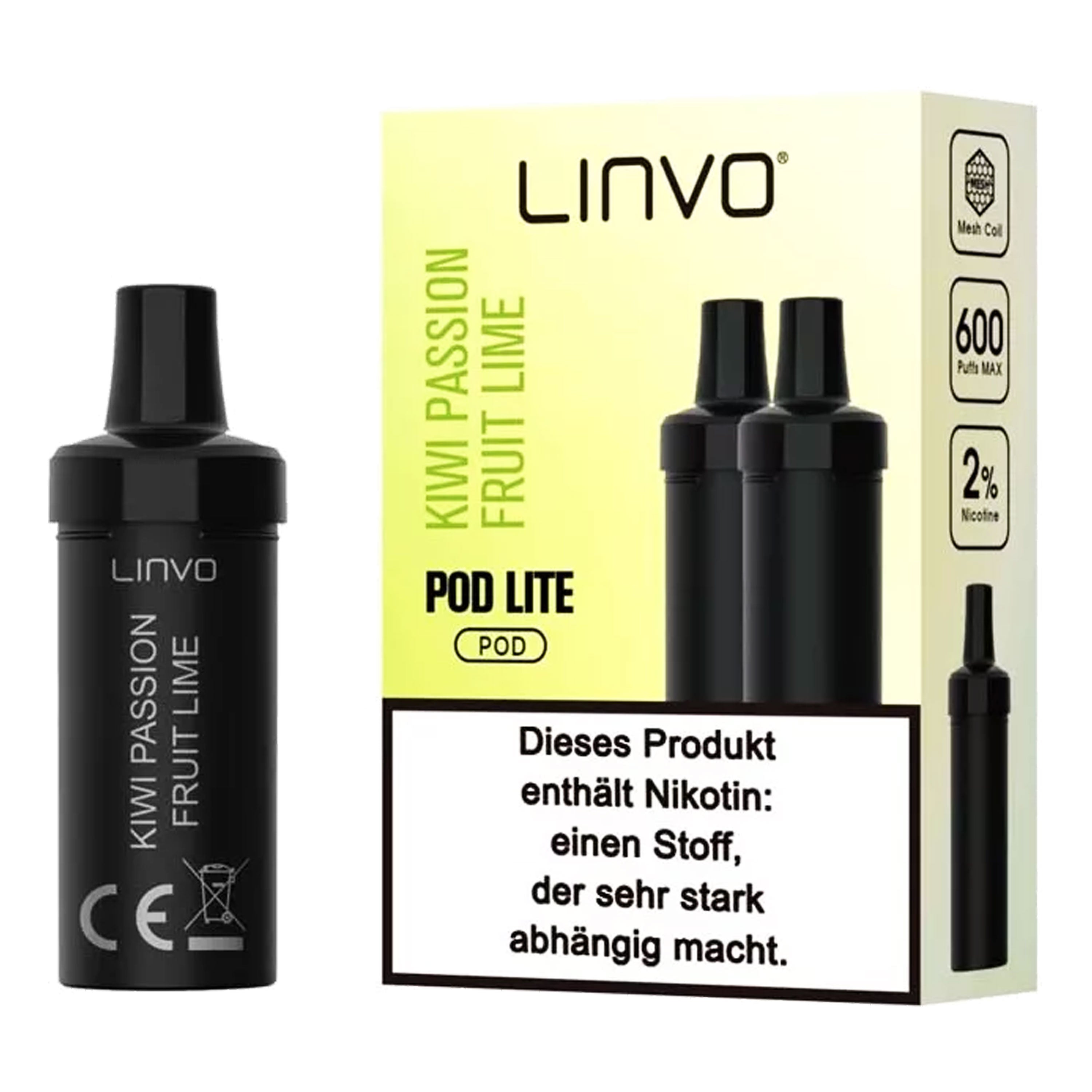 Linvo  - Pod Lite - Kiwi Passionfruit Lime (2 x 2 ml) - Pod (2 Stück)