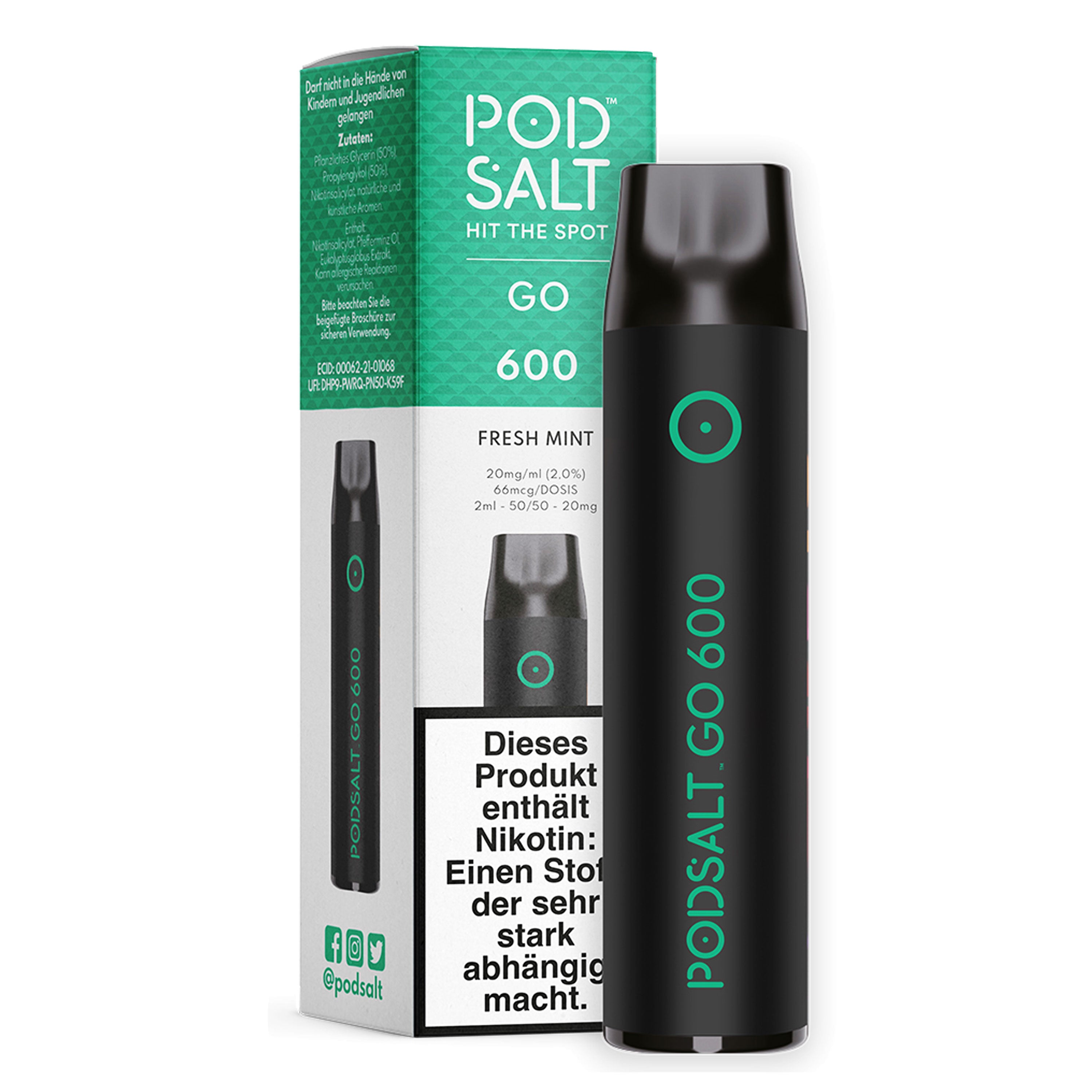 Pod Salt - Go 600 - Fresh Mint (2 ml) 600 Züge 20mg/ml - Einweg E-Zigarette