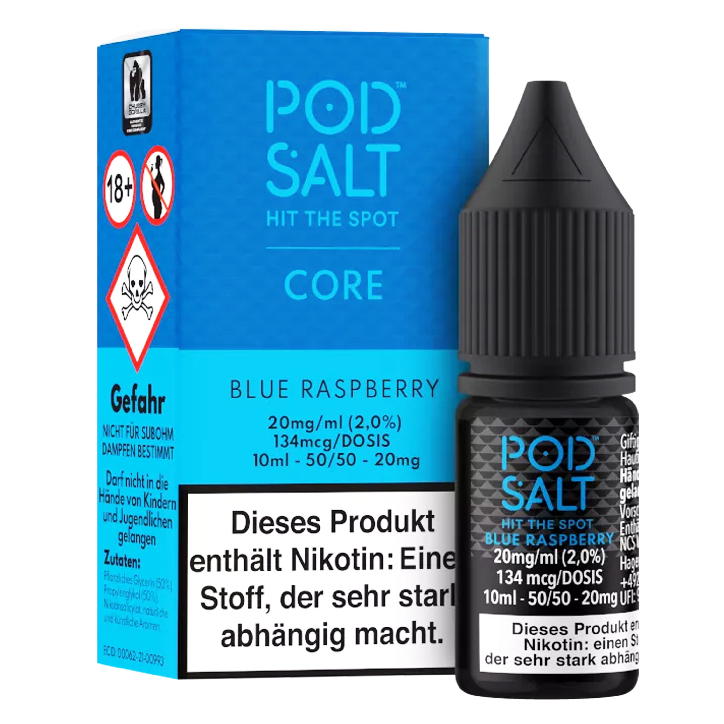 Pod Salt - Core - Blue Raspberry - Nikotinsalz Liquid (10 ml)