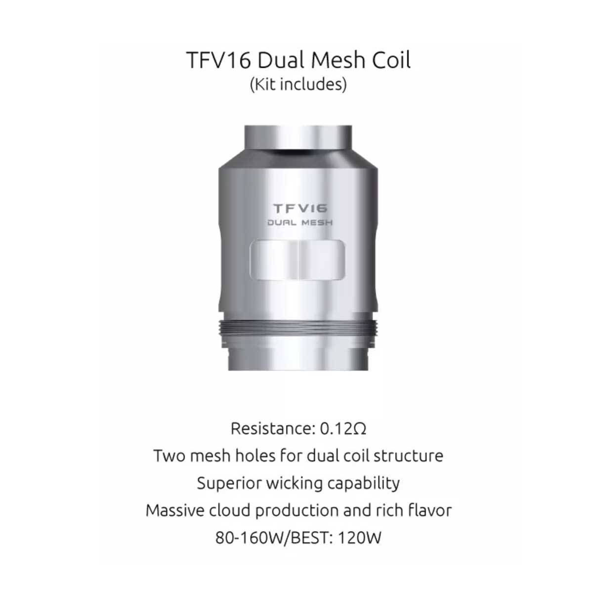 Smok - TFV16 Verdampferköpfe - Dual Mesh Coil 0.12 Ohm (3 Stück)